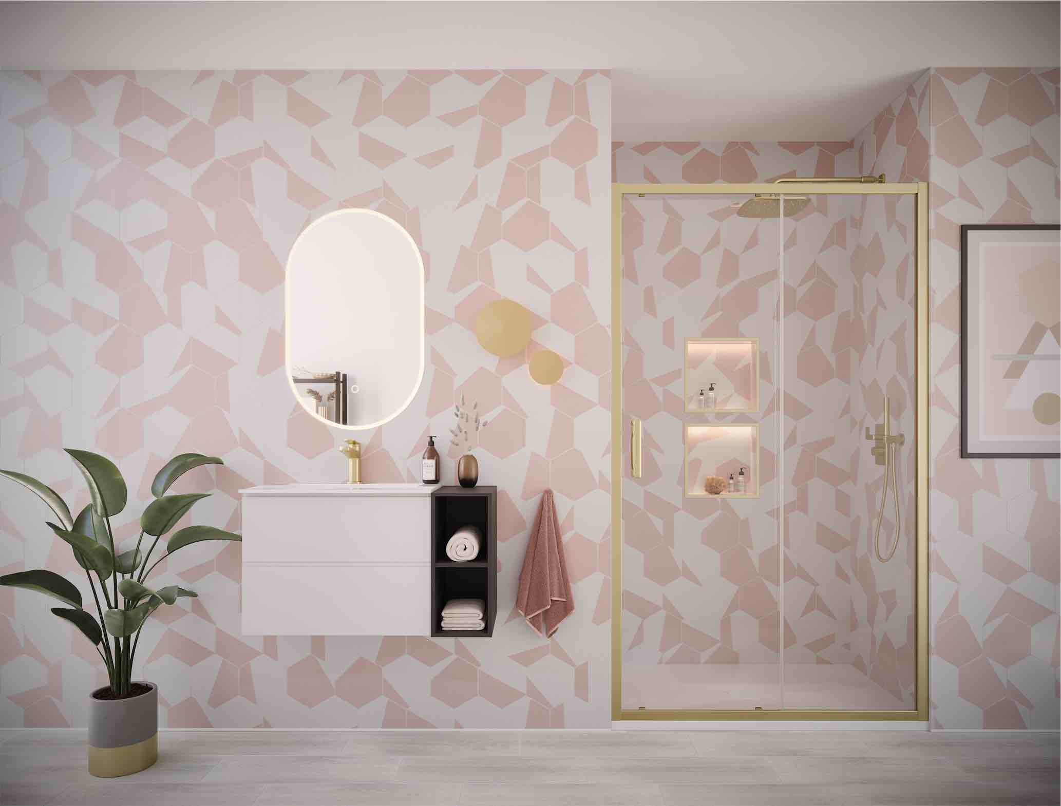 Ili Brushed Brass Sliding Door In Alcove R