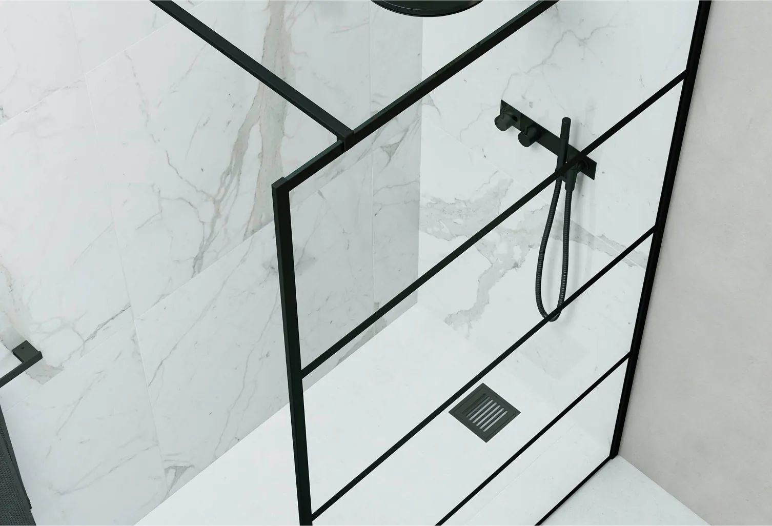 Matte Black Linear Framed Wetroom Panel