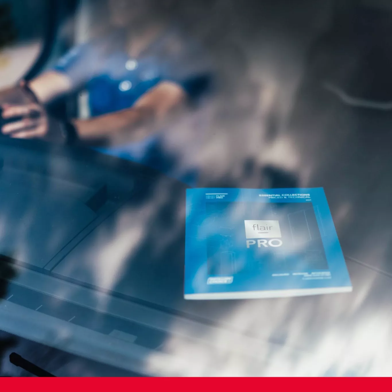 Flair Pro Essentials Brochure on Dashboard of Van
