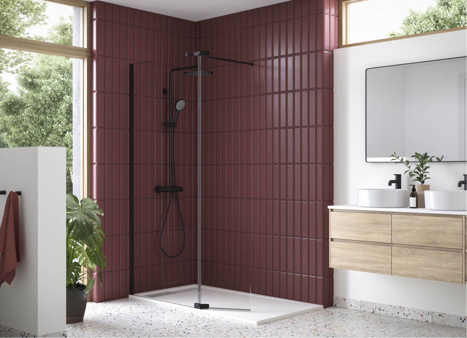 AYO wetroom & Hinged rotating deflector panel