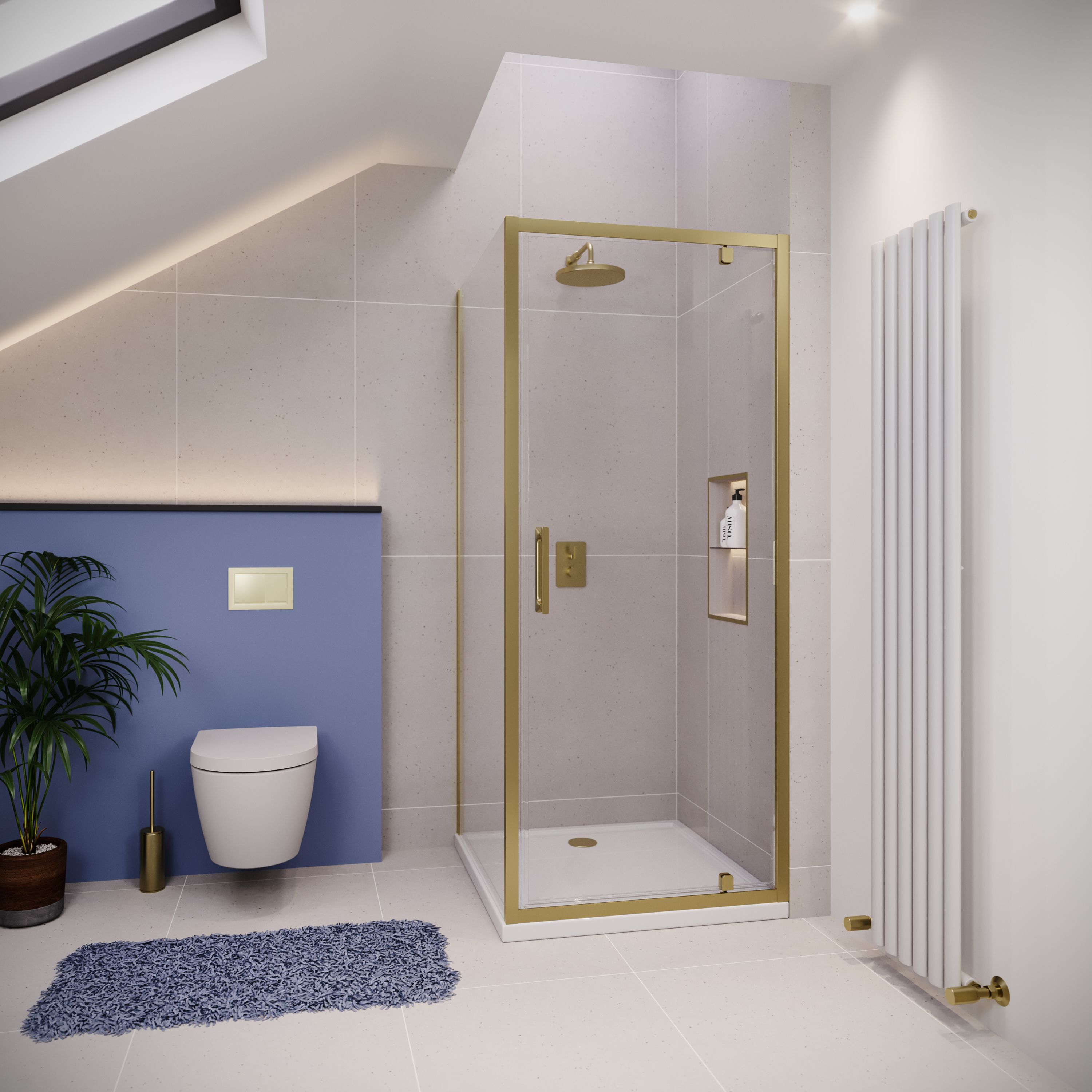 Pivot Door with Frameless Side Panel