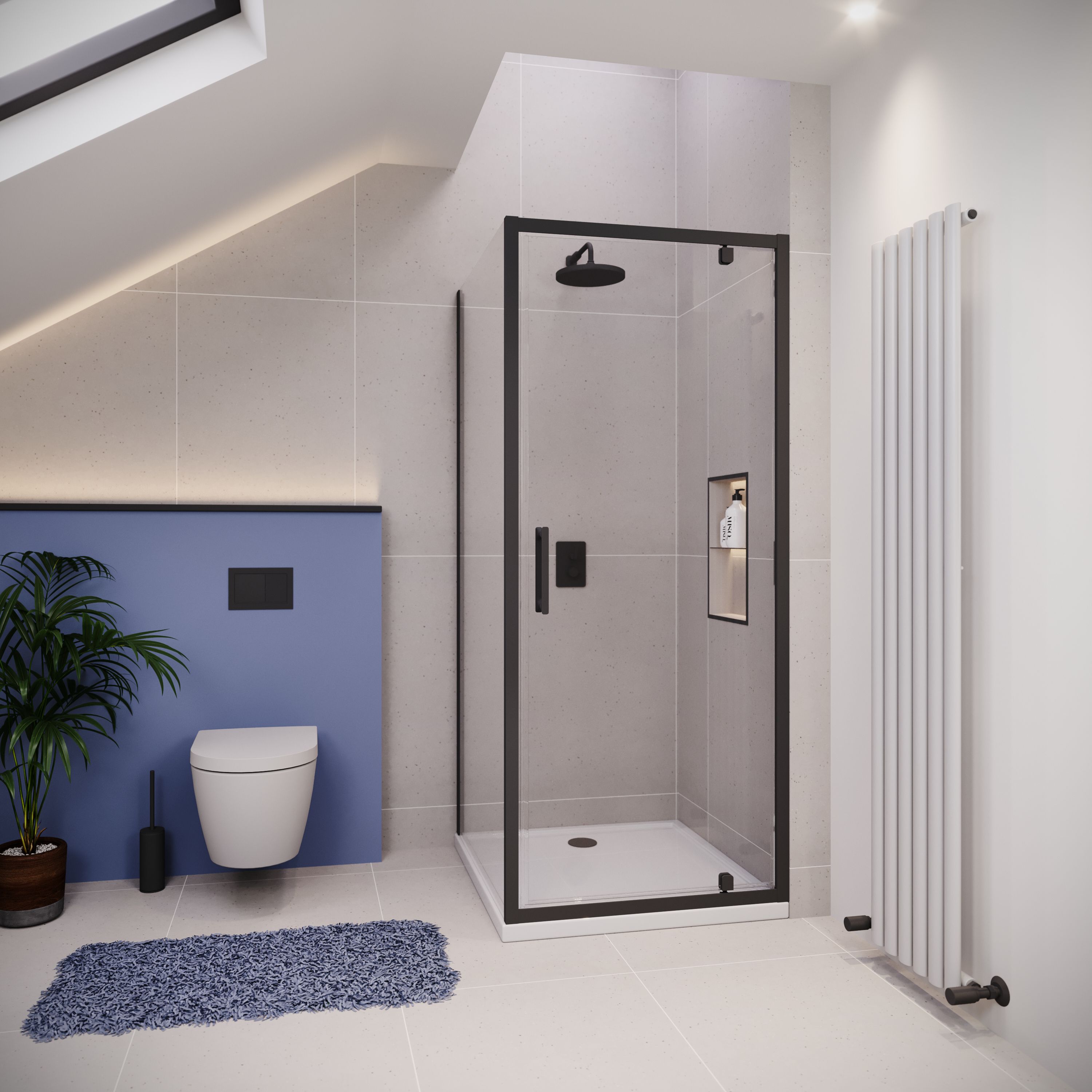 Pivot Door with Frameless Side Panel