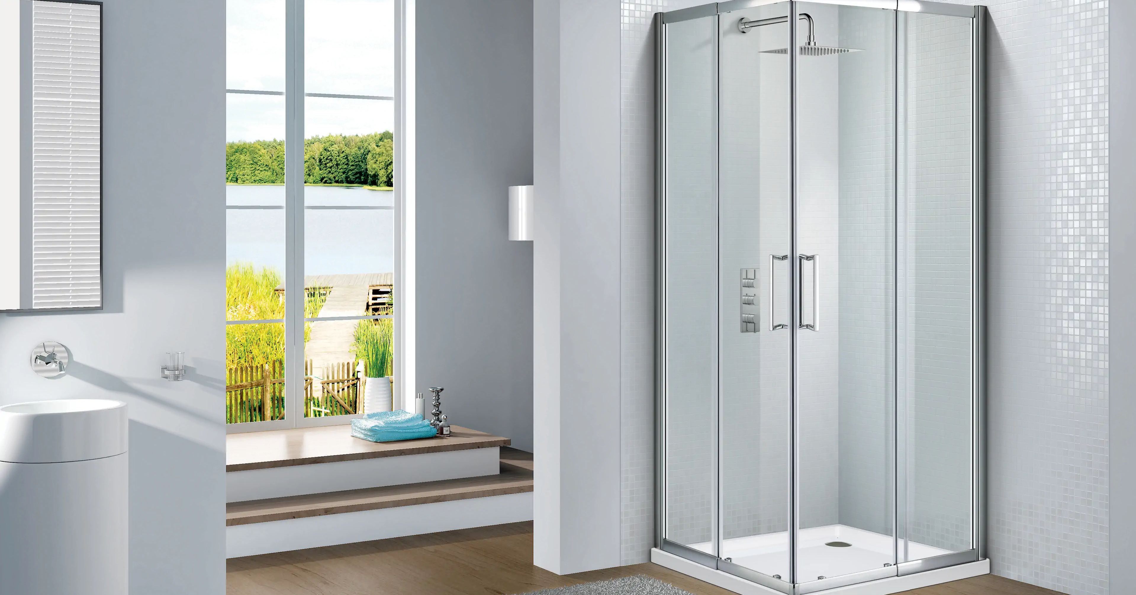 Slimline Capella Corner Entry and Offset Corner Entry Door