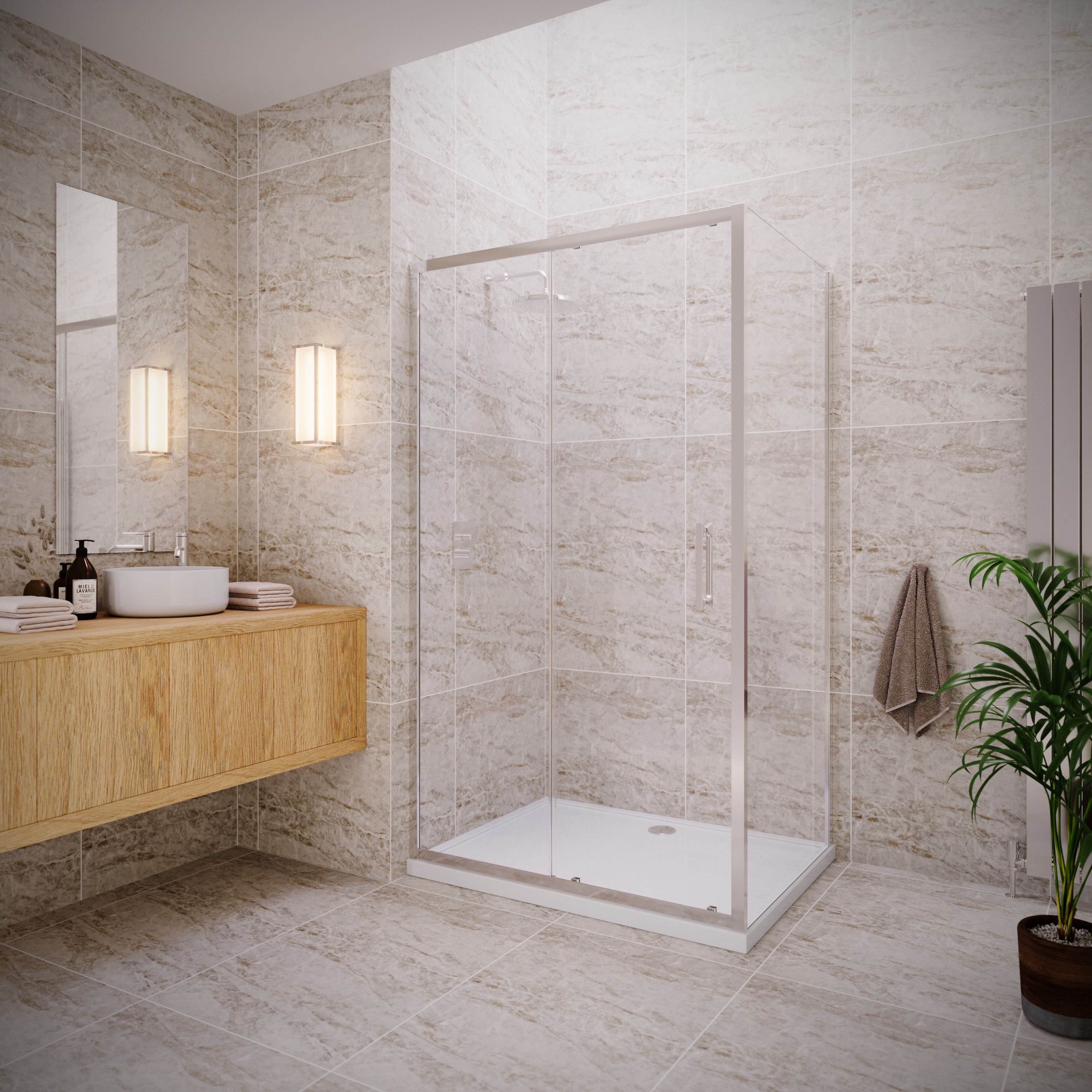 Sliding Door with Frameless Side Panel