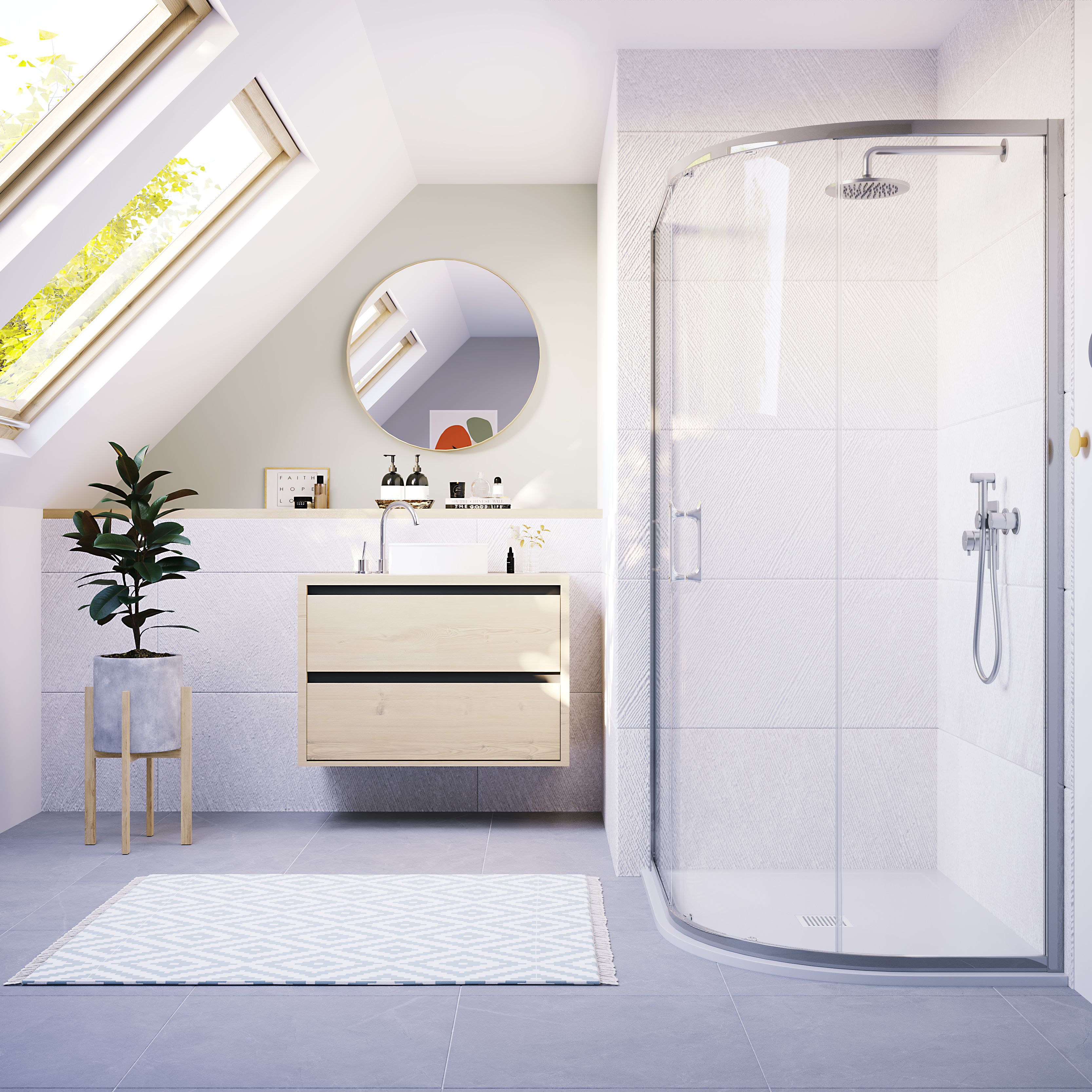 One Door Sliding Offset Quadrant
